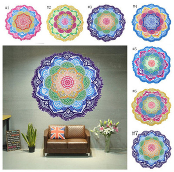 Indian Mandala Beach Towel Printed Tassel Tapestry Bohemian Serviette Covers Beach Shawl Wrap Yoga Mat Hippy Boho Tablecloth 7 Design A08