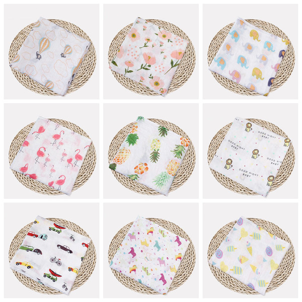 Muslin Baby Blankets Cotton Newborn Swaddling Bath Gauze Infant Wrap Swaddles Kids Sleepsack Stroller Cover Play Mat 72 Designs YW1387