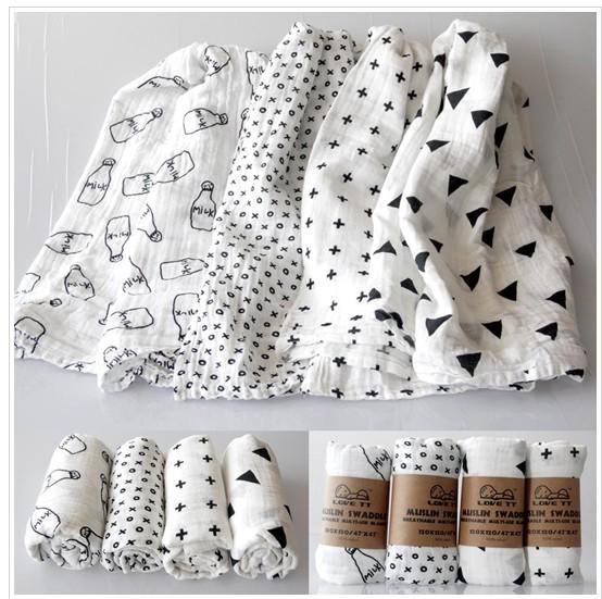 INS Baby 100% Muslin Cotton Swaddles Newborn Blankets Double Layer Gauze infant Bath Towel Hold Wraps 120*120cm