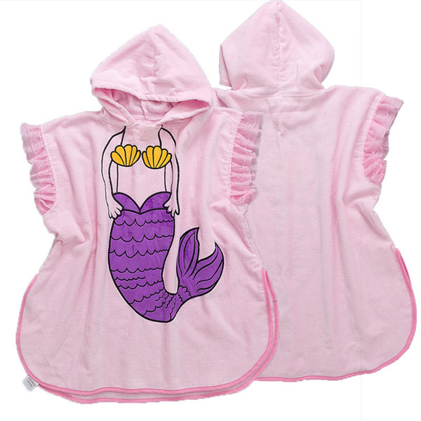 Mermaid Bathrobes Hooded Towel 2-6T Kids Bath Robe Girls Boys Swim Beach Bath Towel New Arrival