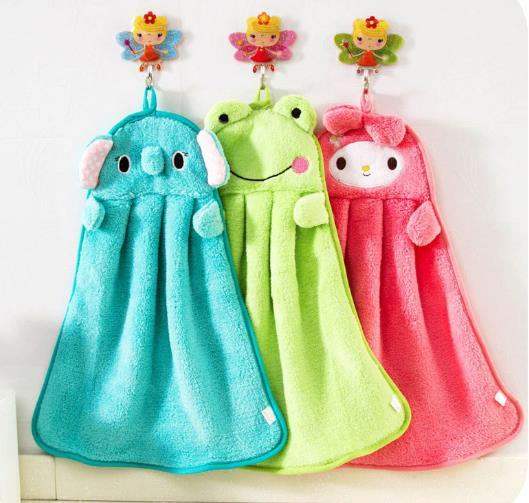 Baby Nursery Hand Towel baby bath towels Toddler Soft Plush Cartoon Animal Wipe Hanging Bathing Towel For Children Bathroom