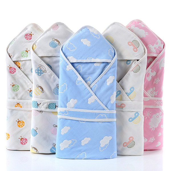 Newborn Baby Swaddle Blanket Baby Cotton Soft Receiving Baby Blankets Newborn Infant Kids Bath Towel Envelope Hooded Kids Gift 90*90cm