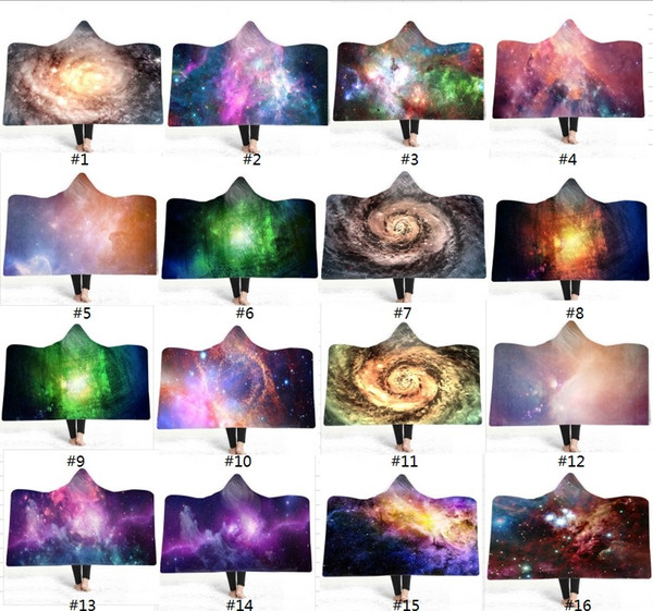 3D Printed Galaxy Cloak starry sky 40styles Sherpa Hooded Thorw Blanket Kids Adults Winter Plush Cape Towel Shawl