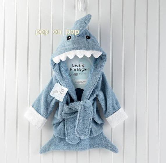 Sample order Free Shipping Shark Baby Bath Towels Children Bath Robe Newborn Blankets Bathing Towel Hooded Baby's Bathrobe D214
