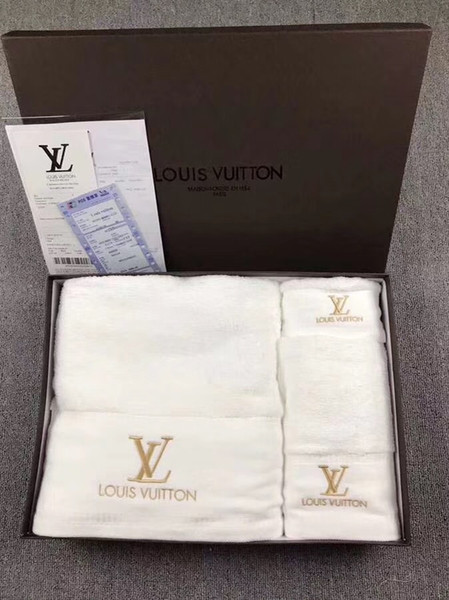 Luxury bath towels designer embroidered brand square towel beach towel and bath towel 3 piece set gift cotton fabric soft comfortable 2019
