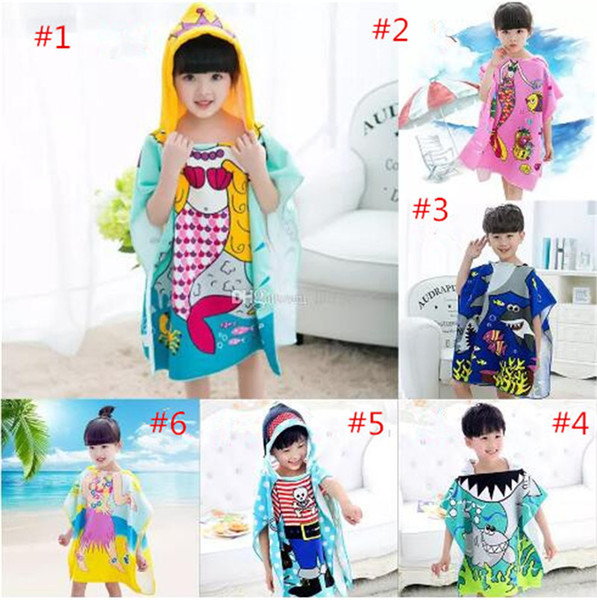 8 styles Mermaid bathrobe Kids Robes cartoon animal shark Nightgown Children Towels Hooded bathrobes B11