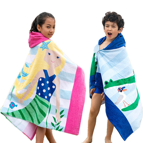 Bath Towels Lady Girls SPA Shower Towel styles Mermaid bathrobe Kids Robes cartoon animal shark Nightgown Children Towels Hooded bathrobes