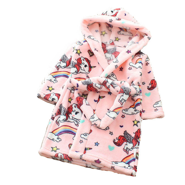 3PCS/Lot 13 types kids robes Unicorn winter fleece bathrobe for children Unisex Flannel Hooded Bathing suit girls sleepwear kids clothing