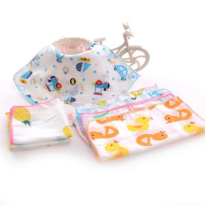 Cotton towel gauze square baby boys printed saliva towel double gauze thin small handkerchief child washcloths handkerchief