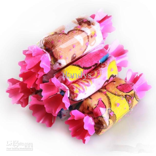 Children girls and boys cartoon candy shape cake towel, 50pcs/lot, dandys