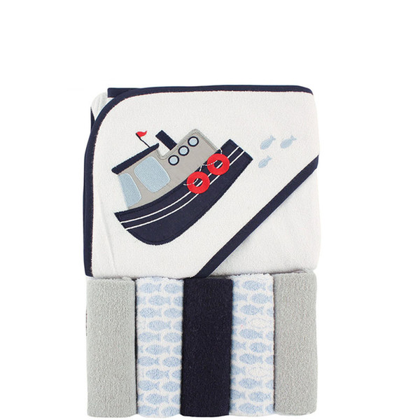 Wholesale- Luvable Friends 6pcs Baby Bath Towel Cute Cotton Animal Hooded Kids Shower Washcloth Infant gauze Small Hand Towels