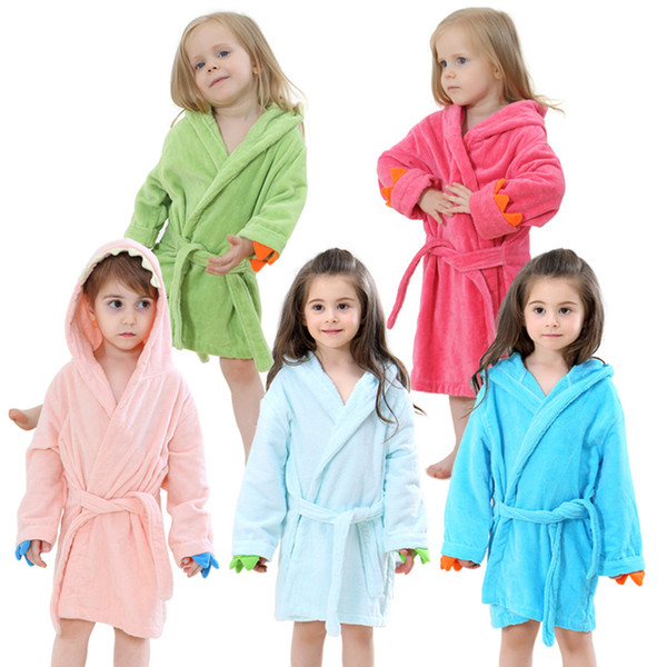 Kids Bath robes Adorable Baby Girl Roupao Hooded Children Towel Dinosaur Bathrobes Beach Swimwear Boy Pajamas