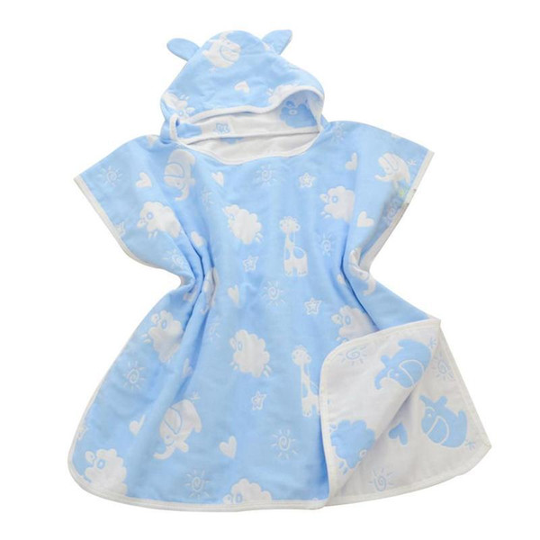 Wholesale- Soft Hooded baby bathrobe towel Cotton Gauze infant baby Absorbing Drying bath Towels Washcloth Infant Wrap Swaddles Gift D3