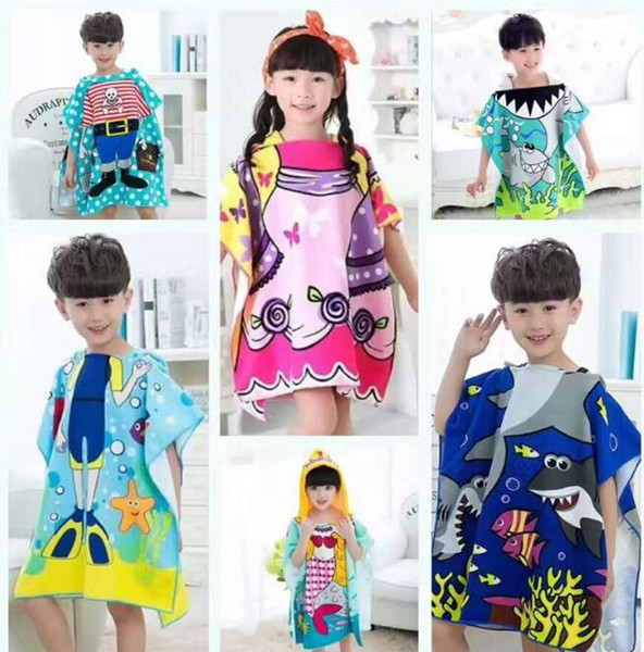 8 styles Children Towels Hooded bathrobes Mermaid bathrobe Kids Robes cartoon animal shark Nightgown