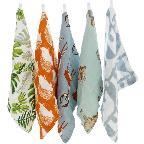 Mix Color Wholesale 10 Pcs 27x27cm 4 Layers Cotton Bamboo Material Children Baby Soft Bath Cartoon Towels