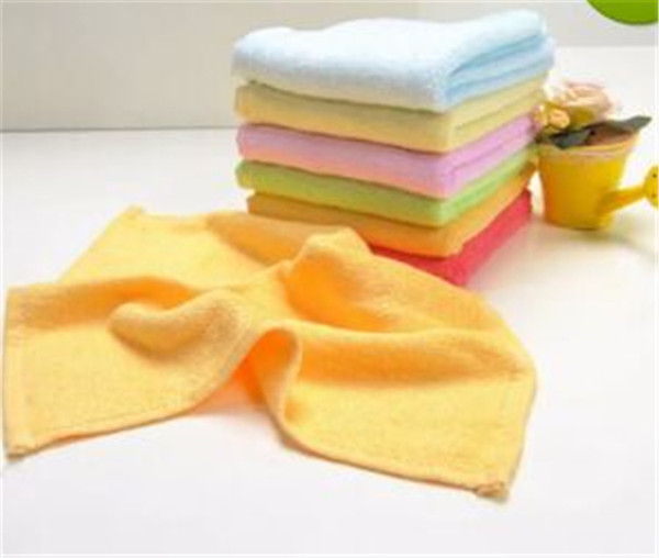 Soft Bamboo Fibre Towels Small Wipes Organic Baby Flannel Face Hand Embroidered Towel Washcloth Wipes 25x25cm Green Pink Blue Yellow