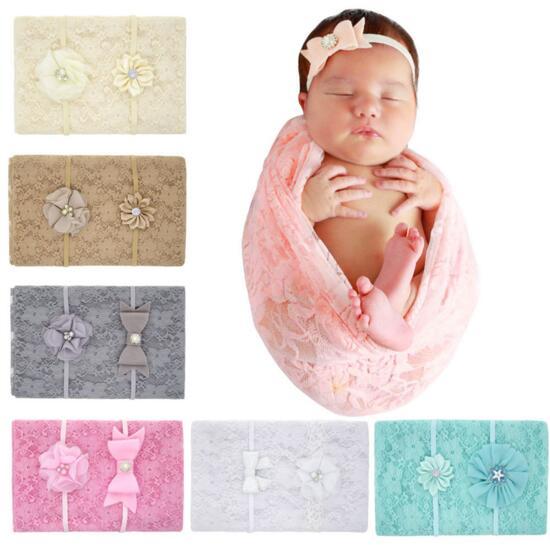 6 Colors baby Muslin Swaddles Ins Wraps Blankets Nursery Bedding Newborn solid color Print Swaddle + Headband