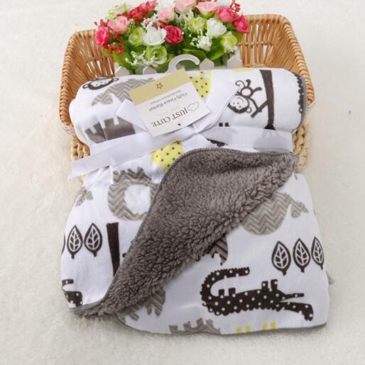 Cute Cartoon Baby blankets thicken double layer fleece infant envelope stroller wrap for newborn baby bedding blanket