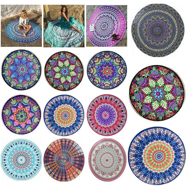 150*150cm Round Beach Towel Bohemia Style Beach Towels Chiffon Printed Serviette Covers 2019 Summer Yoga Beach mat 13 colors