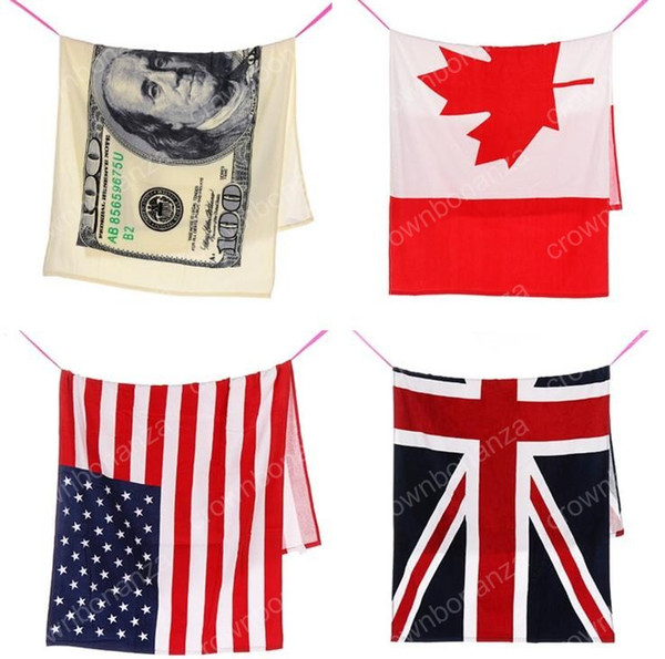 Sell like hot USA cotton Canada America Flag Dollar Euro Absorbent Bath Beach Towel super soft kids children bath towel swim shower gift