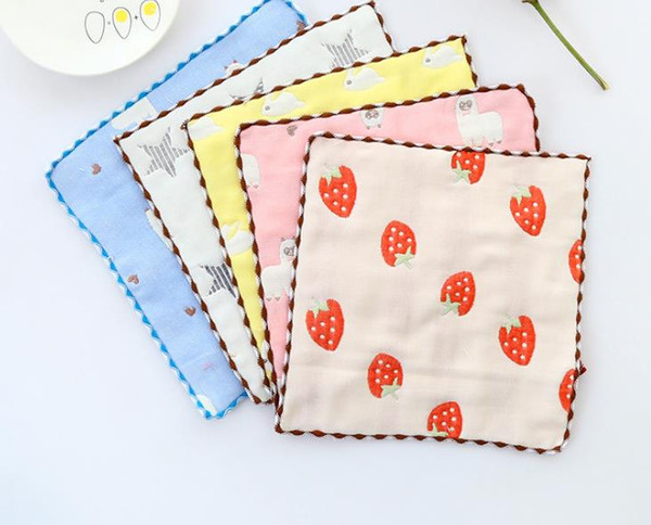 Cotton towel gauze square baby boys printed saliva towel double gauze thin small handkerchief child washcloths handkerchief