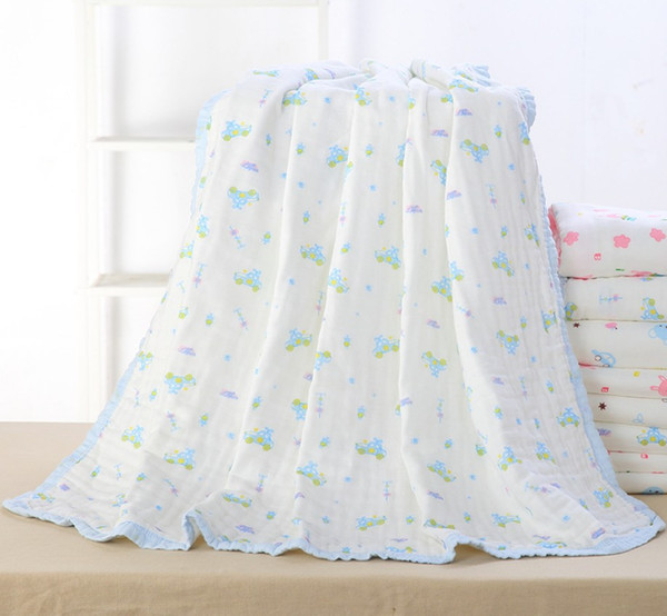 Six-layer printed washed gauze combed cotton baby bath towel Super soft baby printed gauze bath Towels & Robes