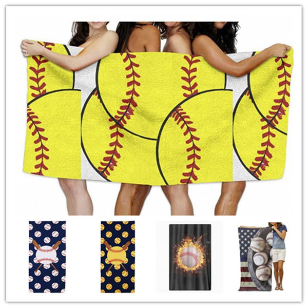 150*75cm Baseball Soccer Beach Blanket Towel Bikini Wraps Shawl Microfiber Bath Towels Softball Picnic Mat Sports Ball Table Cloth Hot