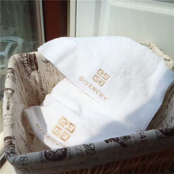 Hot fashion Brand Two-piece Embroidery Towel Child Adult Fashion Comfortable Long-staple Cotton Towel Two-piece Simple White Hotel Towel