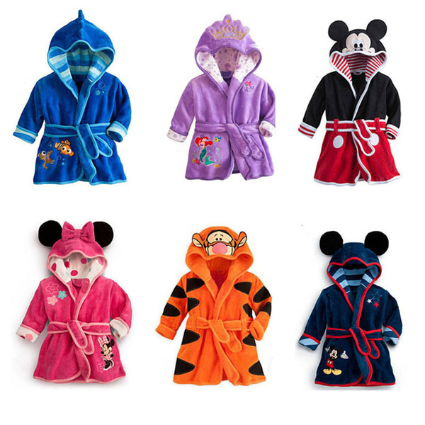 hot sale winter Girls Bathrobe baby cartoon Night gown boys robes belt bath children sleeping wear clothing kids baby clothes high quality