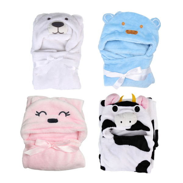 Baby Bath Towel Lovely Animal Flannel Cartoon Kid's Hooded Bath Towels For Chrismas Gift Soft Baby Towels Animal Shape Hooded