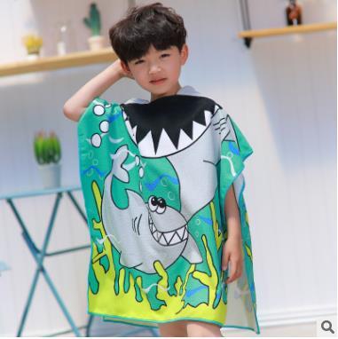 2019 Creative Beach Towels Kids Robes Bathrobe Funny Cartoon Towels Cape Hooded Cloak Children Cute Printed Swimming Towels
