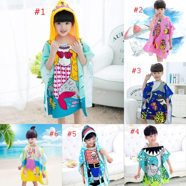 8 styles Mermaid bathrobe Kids Robes cartoon animal shark Nightgown Children Towels Hooded bathrobes in 2018