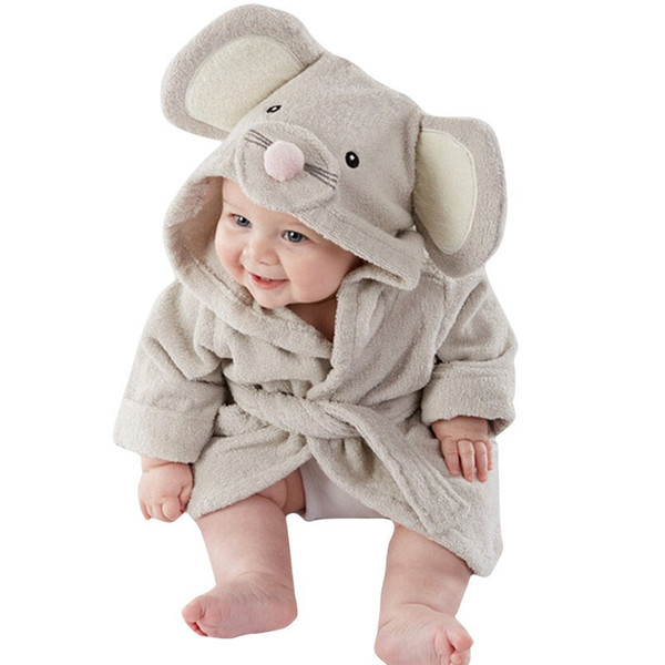 Cute Boys Girls Animal Ears Bathrobe Hooded Bath Robes Towel Infant Baby Long Sleeve Hoodies Belt Bathing Robes Sleepwear 0-5Y