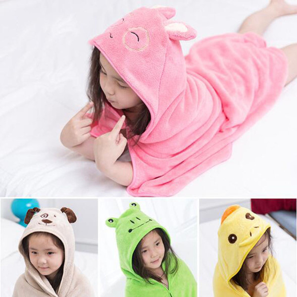 2017 Kids Animal Bathrobe Toddler Girl Boy Baby Cartoon Pattern Towel Hooded Bath Towel Terry Wrap Bath Robes