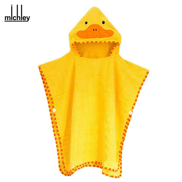 DHgate New Arrival Baby Towels Bath Towel Cartoon Duck Protect Lovely Hooded Towel For Babies Cloak Yellow clothes YE0012