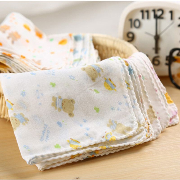 10PCS Baby Feeding Towel Teddy Bear Bunny Dot Chart Printed Children Small Handkerchief Gauze Towels Nursing Towel YYT308