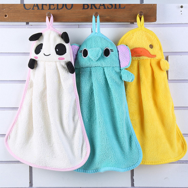 Baby Nursery Hand Towel baby bath towels Toddler Soft Plush Cartoon Animal Wipe Hanging Bathing Towel For Children Bathroom
