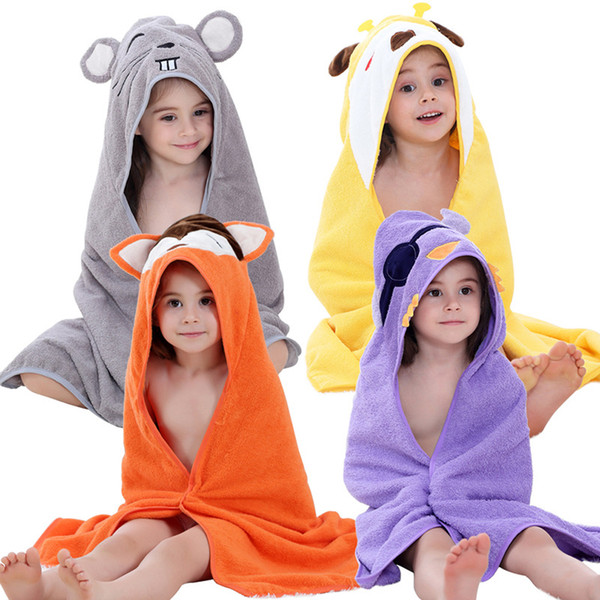 Wholesale Unisex baby cartoon animal bathrobe Cartoon cloak fox giraffe yellow dog cotton Beach cloak baby bath towel 90*90CM free shipping