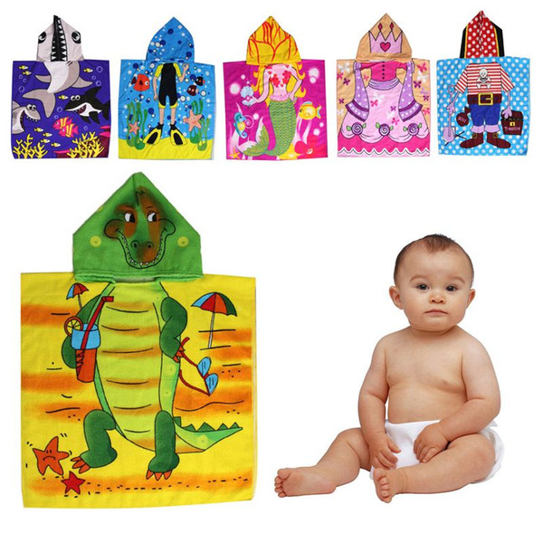 New Children Beach Towel Children Hooded Boys Cartoon Baby Girl Bath Towel Absorbent 6 Pattern