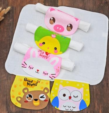 New Cotton Baby Wicking Towel Washable Absorb Sweat Back Towel Perspiration Wipes Reusable Random Cartoon Print Kids Baby Towel 24 * 32 CM