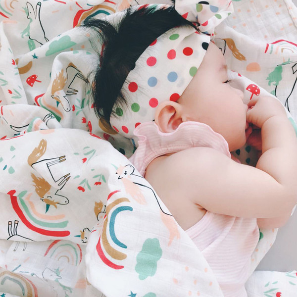 Lovely Bamboo cotton muslin gauze scarf Soft newborn baby blanket Breathable bamboo cotton towel Antistatic lactation towel
