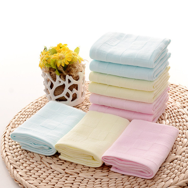 Wholesale towels, children's two-layer gauze 26 * 26 small square, solid color cotton towel, three colors, free shipping