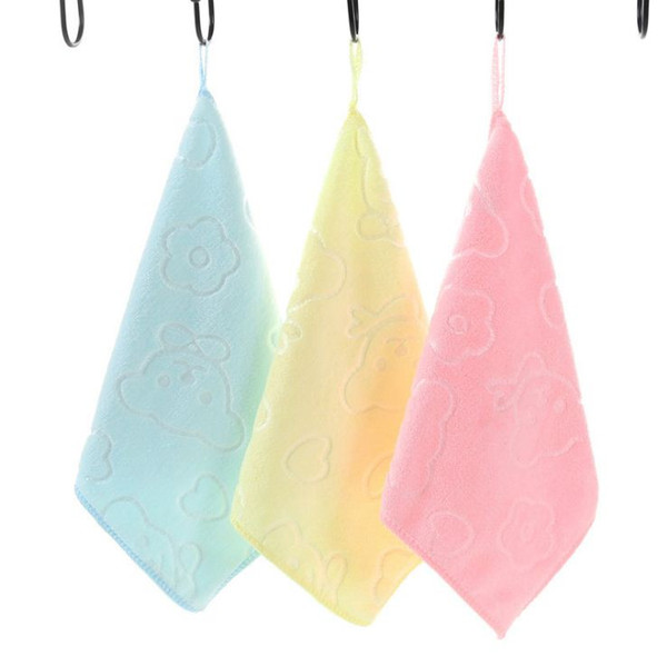 Summer Microfiber Towel Hot Embossed Thickening Children's Bath Small Square Towels Cute Kindergarten Gifts Maternal and Child Supplies