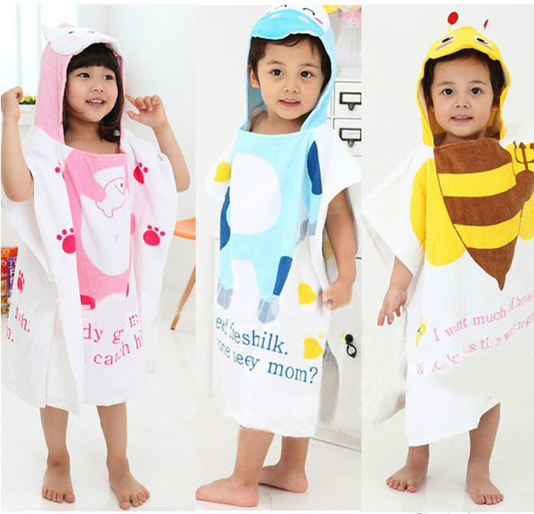 Baby Kid Child Toddler Soft Cotton Cartoon Animal Bathrobe Bath Towel Bath Beach Costume Coat Wrap Hooded Robe