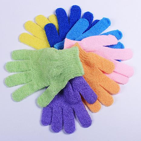 Wholesale Exfoliating Wash Gloves Skin Body Bathing Mittens Scrub Massage Spa Bath Finger Gloves 5 colors offer choose