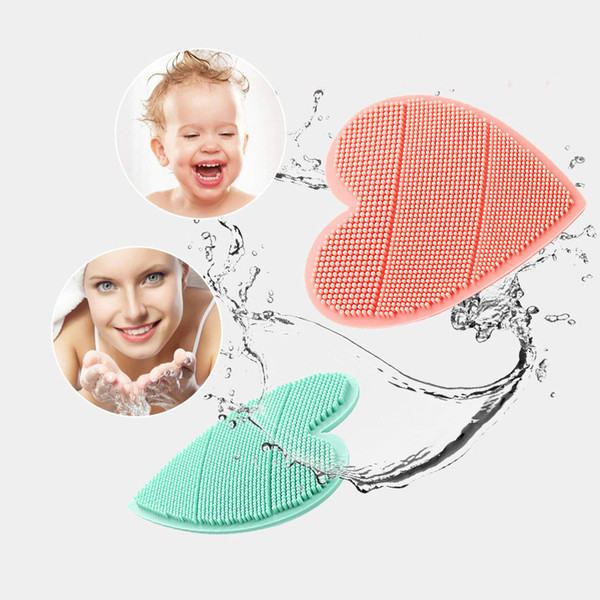 Hot Sell 1Pcs Baby Silicone Bath Brush Cleaning Brush Baby Heart-shaped Cleaning Multifunction Shampoo Bath Soft
