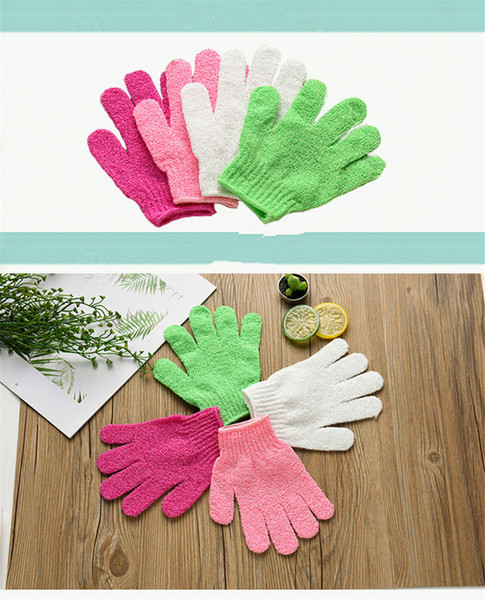 INS Exfoliating Wash Gloves Skin Body Bathing Mittens Scrub Massage Bath Finger Gloves Sponge Bath Shower Cleaning Skin Washcloths CZ302
