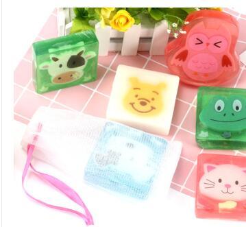 100% natural children cartoon Oil Handmade Soap Portable Bath fruits animal Mild hand soap with foaming net 100g/pieces red green yellow 235