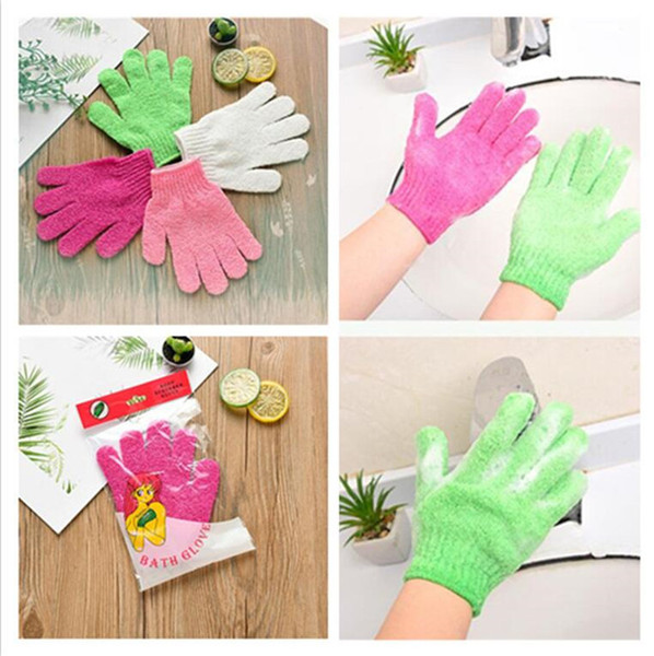 Bath Gloves Exfoliating Wash Skin Body Mittens Scrub Towel Massage Spa Finger Gloves Sponge Bath Shower Cleaning Bathroom Washcloths CZ302