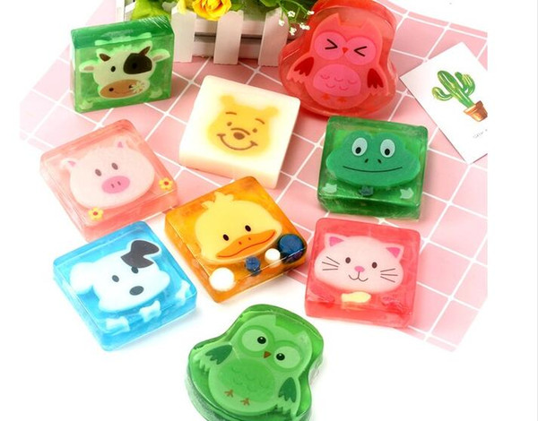 100% natural children cartoon Oil Handmade Soap Portable Bath fruits animal Mild hand soap with foaming net 100g/pieces red green yellow 235